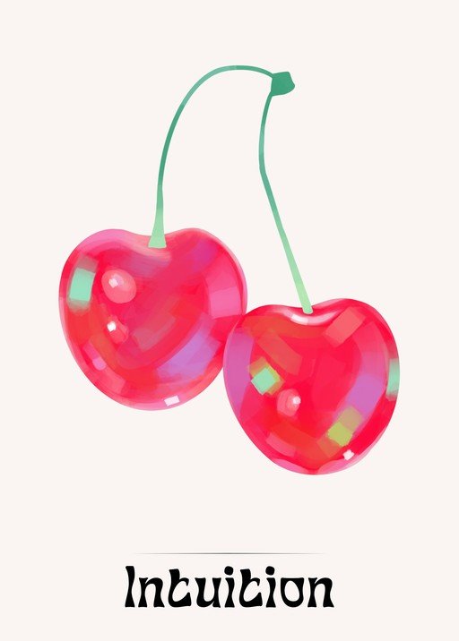 Artistic Cherries with 'Intuition' Text