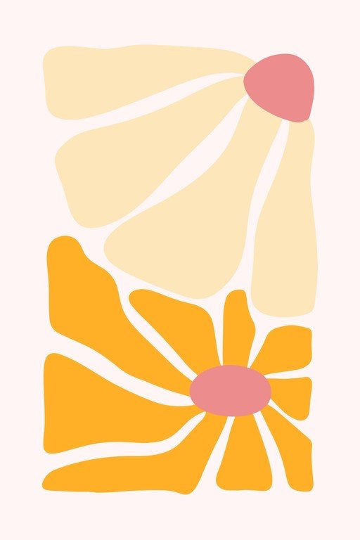 Abstract Floral Art with Yellow and Pink Hues
