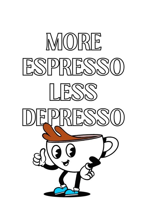 More Espresso Less Depresso Coffee Cup Character