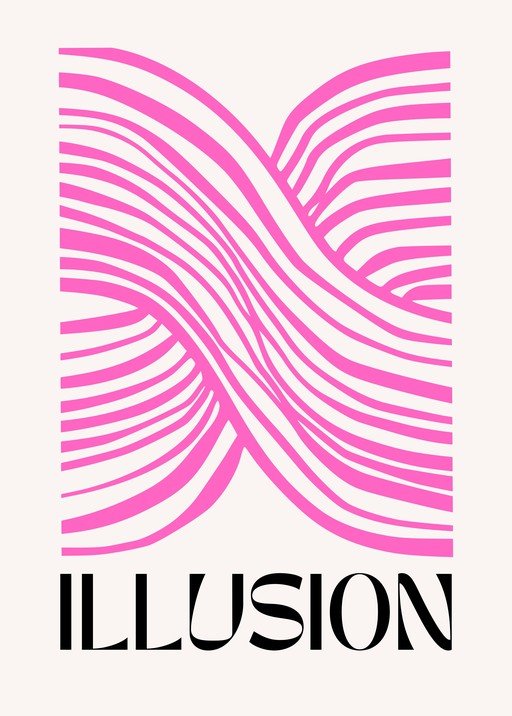 Abstract Pink Wave Illusion with Bold Typography