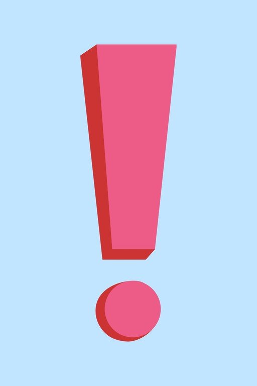 Bold Pink Exclamation Mark on Light Blue Background