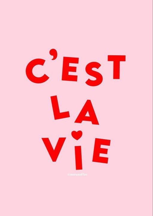 C'est La Vie Red Text on Pink Background