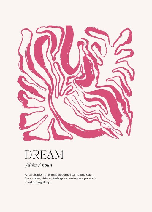 Abstract Pink Swirls with "Dream" Definition