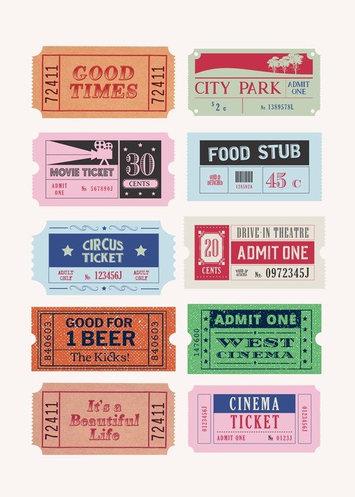 Collection of Vintage Admission Tickets