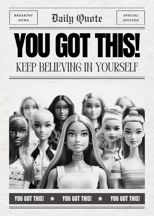 You Got This! Motivational Quote with Diverse Dolls