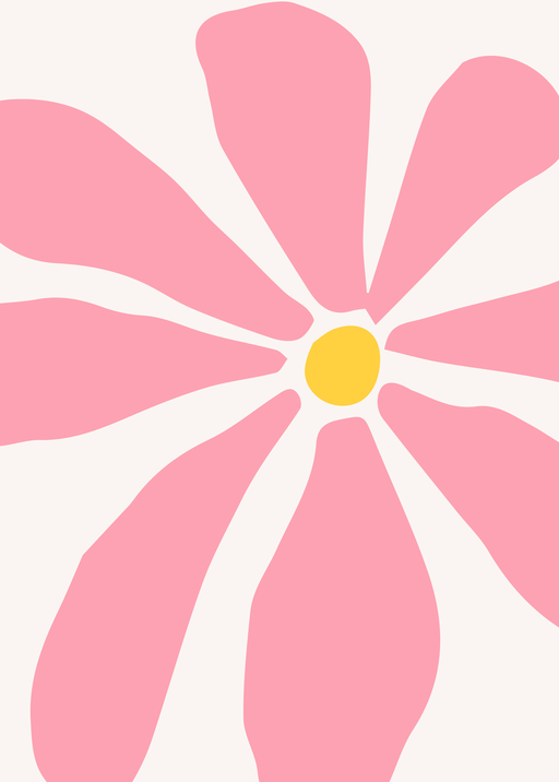 Abstract Pink Flower with Yellow Center