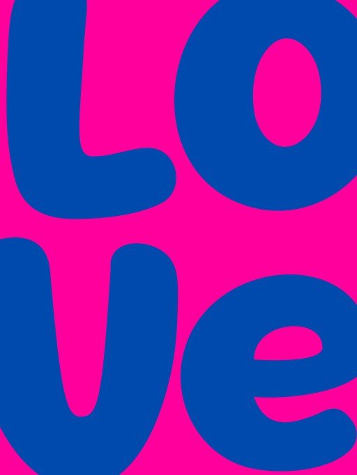 Bold "LOVE" Text in Blue and Pink