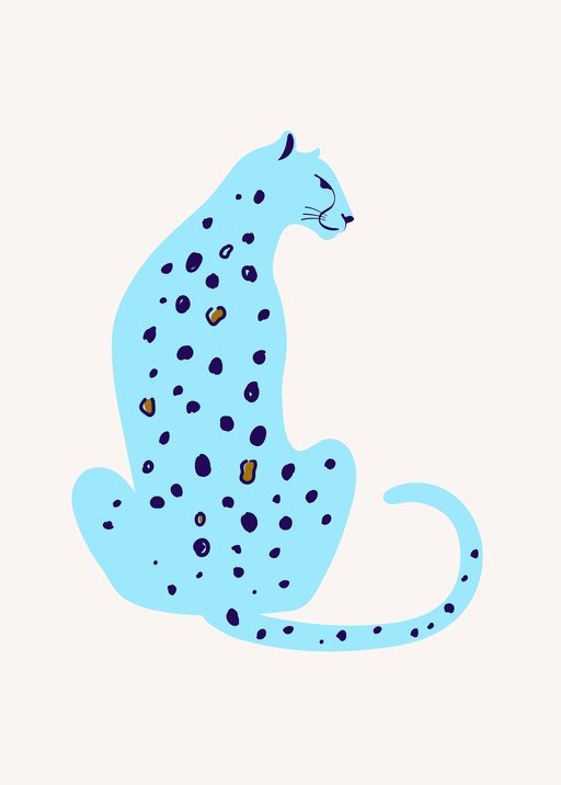 Stylized Blue Leopard with Dark Spots