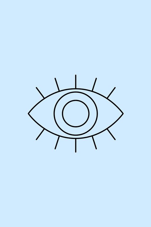 Minimalist Eye Icon on Light Blue Background