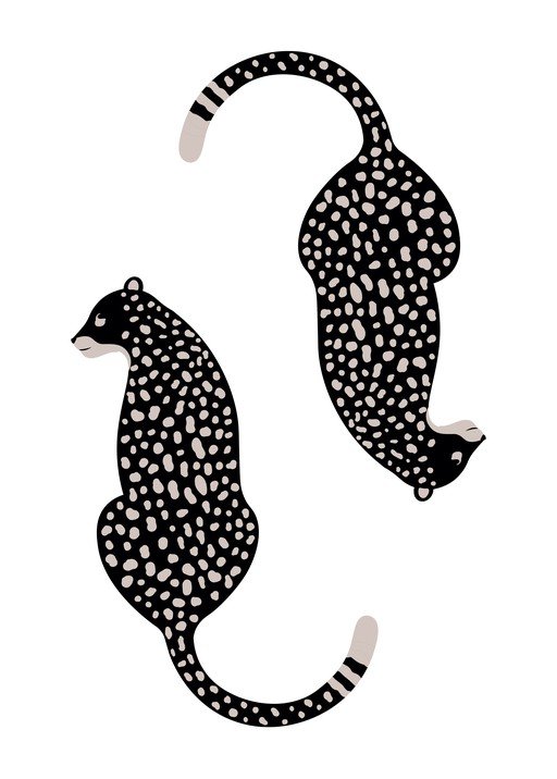 Two Stylized Cheetahs in Motion