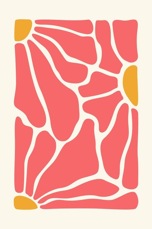 Abstract Coral and Gold Organic Shapes