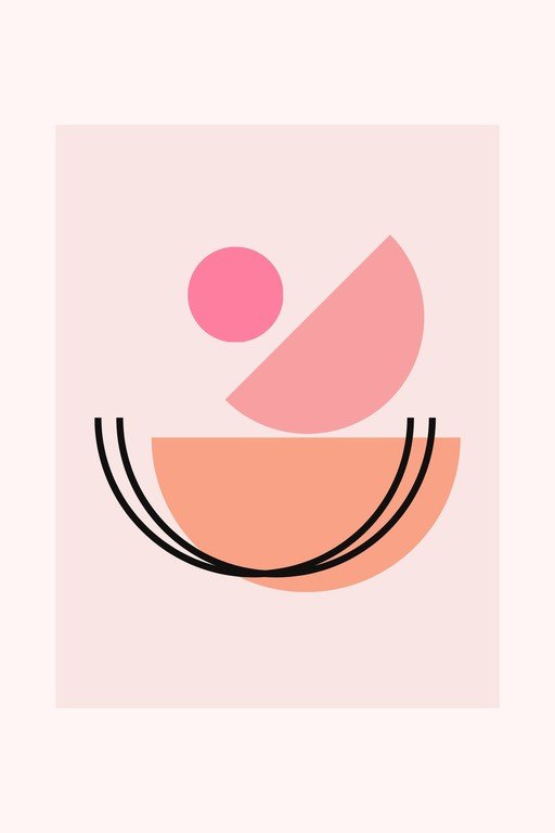 Abstract Geometric Shapes in Pink and Orange