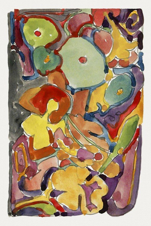 Abstract Watercolor Composition with Organic Shapes