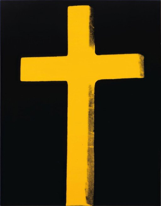Yellow Cross on Black Background