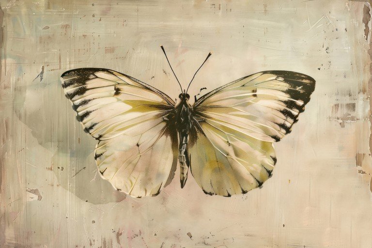 Elegant White Butterfly on Textured Background