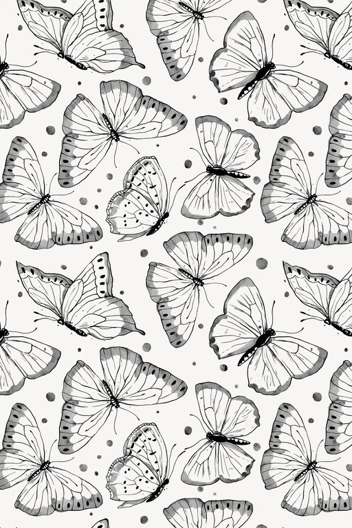Elegant Butterfly Pattern with Watercolor Accents