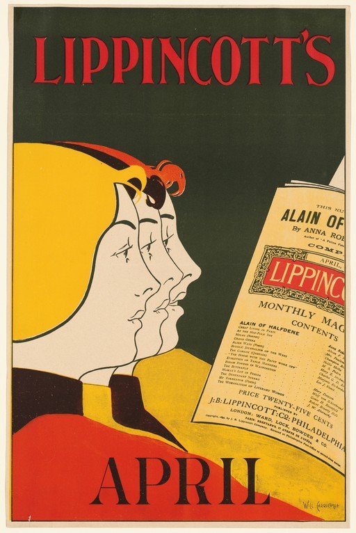 Lippincott's Magazine April Cover with Stylized Faces