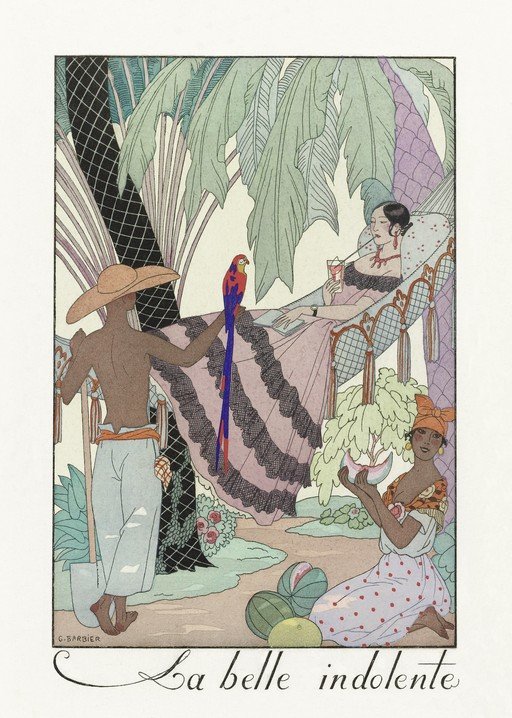 Art Deco Illustration of Tropical Leisure Scene