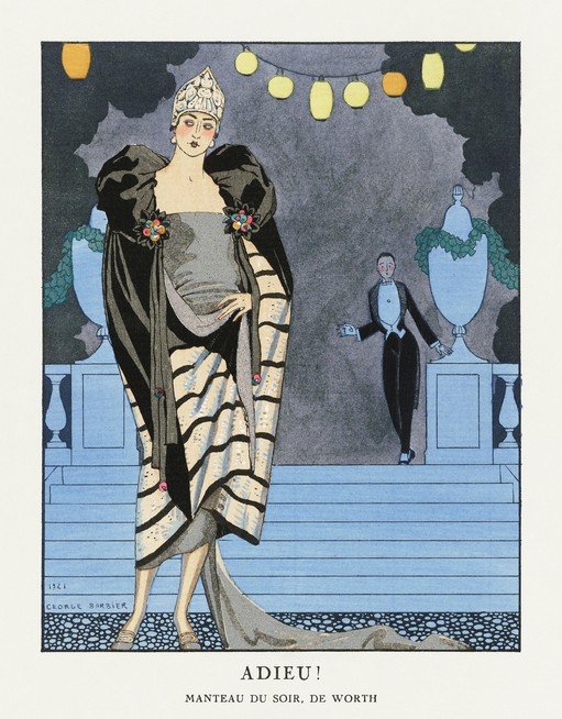 Art Deco Fashion Illustration: "Adieu!" by George Barbier