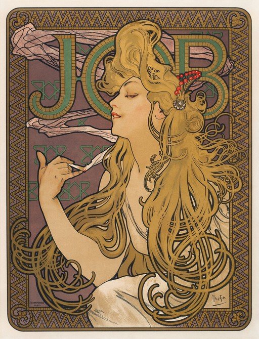 Art Nouveau Poster: Woman Smoking a Cigarette