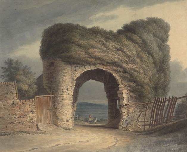 Ancient Archway Overgrown with Lush Greenery
