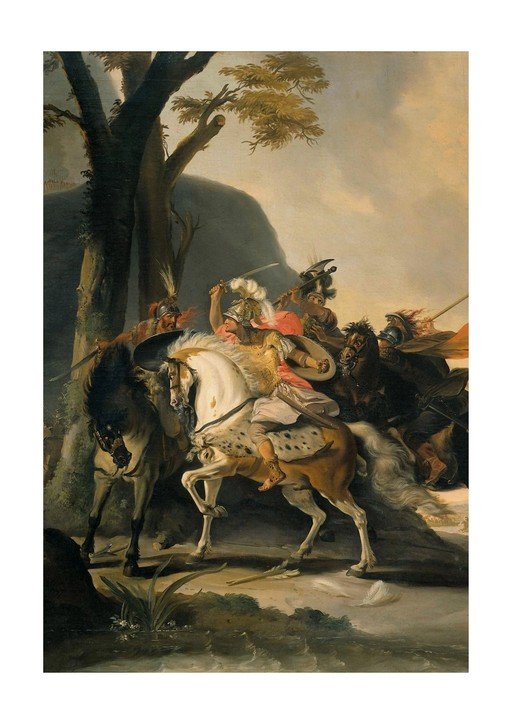 Battle Scene with Horsemen and Warriors