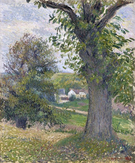 Impressionist Landscape with Trees and Houses