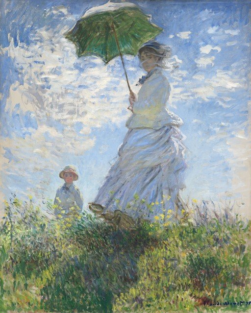 Woman with a Parasol - Madame Monet and Her Son