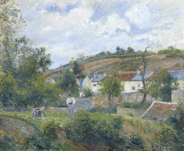 Impressionist Landscape with Village and Figures
