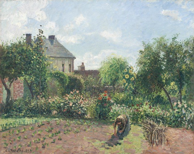 Garden Scene with Woman Working