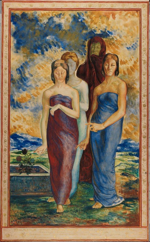 Allegorical Figures in a Dreamlike Landscape