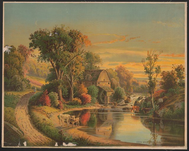 Autumn Landscape with Watermill and Cattle