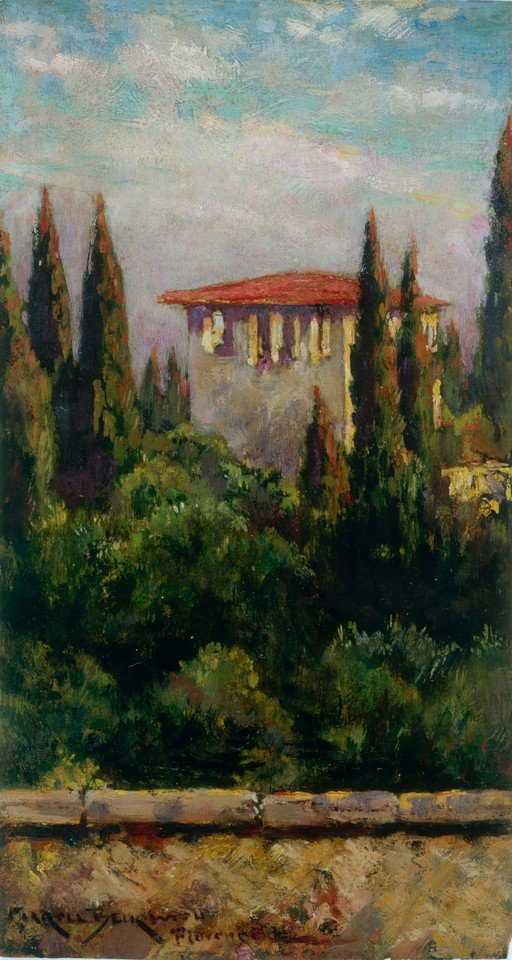 Mediterranean Villa Amidst Cypress Trees