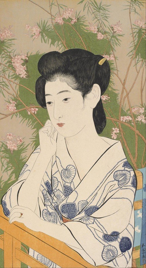 Woman in Kimono with Cherry Blossoms