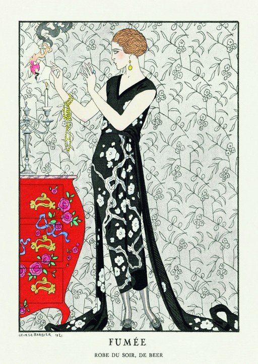 Art Deco Fashion Illustration: Woman in Evening Gown