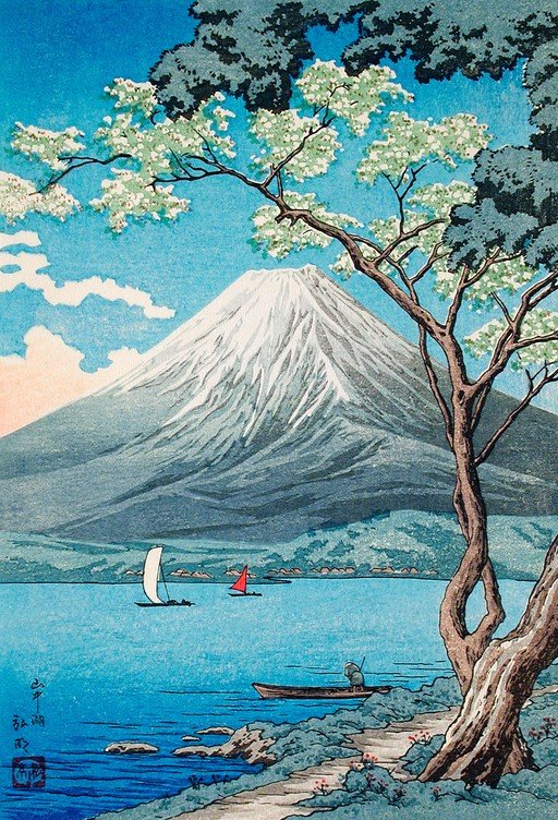 Mount Fuji and Lake Ashi in Spring