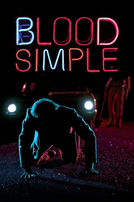 Blood Simple Neon Sign and Dramatic Scene
