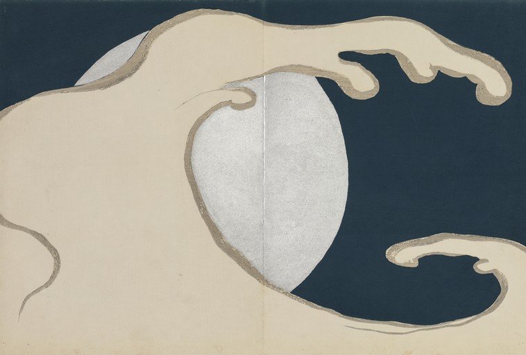Abstract Wave and Moon Art