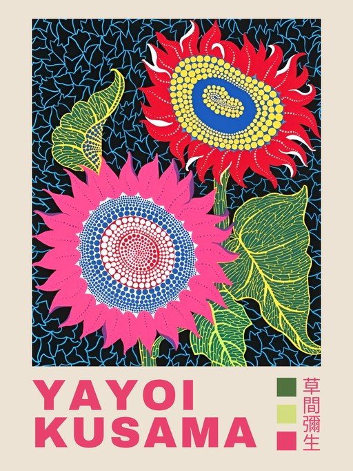 Yayoi Kusama's Vibrant Sunflowers Poster