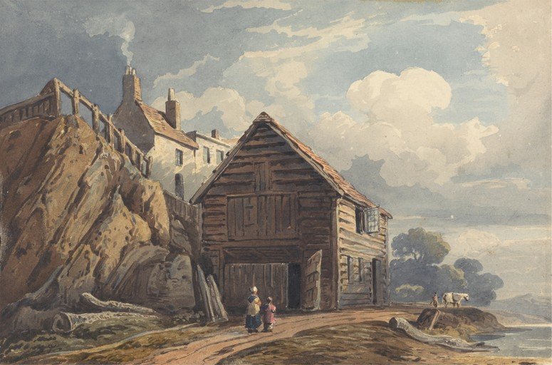 Rural Landscape with Barn and Figures