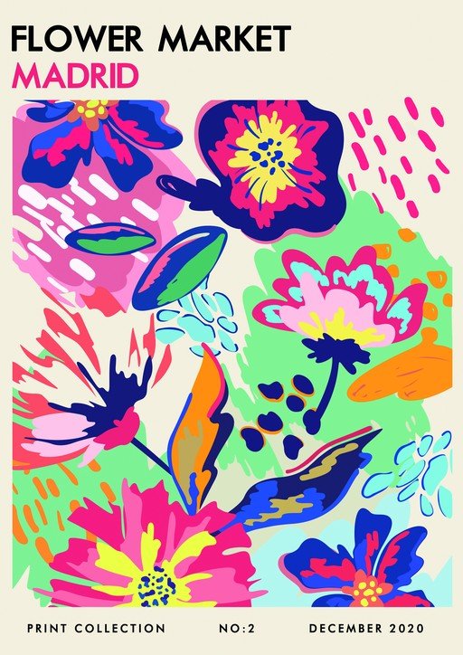 Flower Market Madrid Print Collection Poster