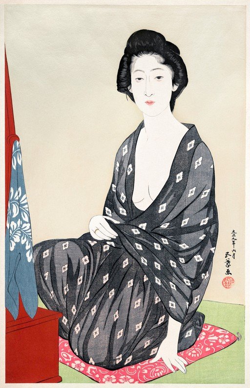 Woman in Kimono by a Mirror