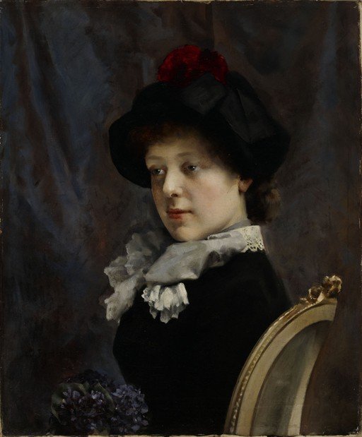 Portrait of a Young Woman in a Black Hat and Ruffled Collar