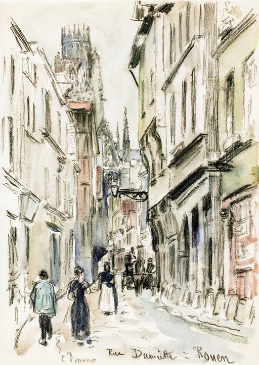 Watercolor of Rue Damiette in Rouen