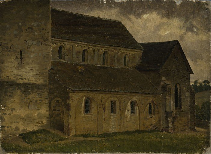 Painting of a Stone Church Exterior