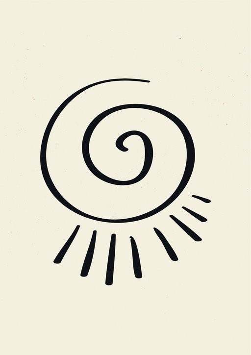 Minimalist Spiral and Sunburst Graphic