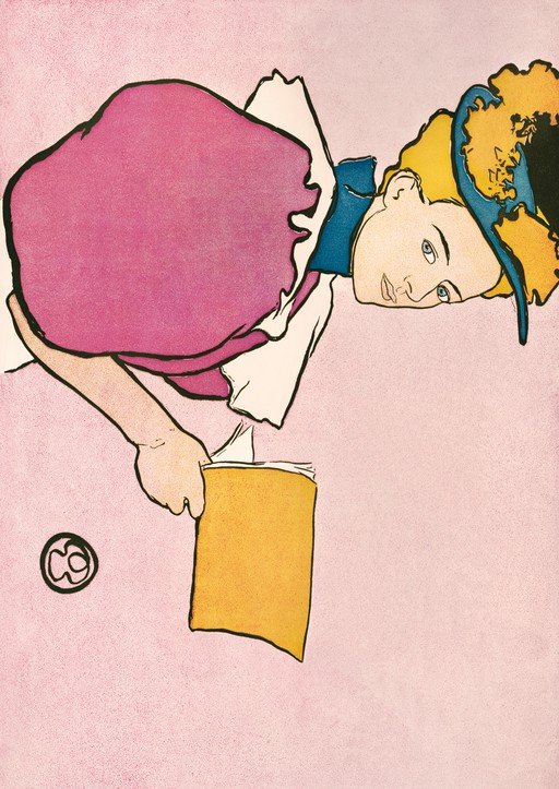 Woman in Pink Dress and Blue Hat Reading a Book