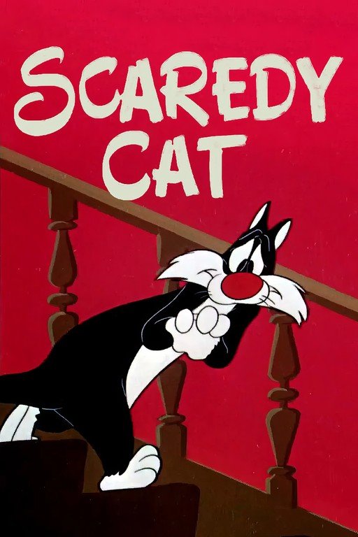 Scaredy Cat Cartoon with Sylvester on Stairs
