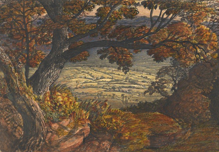 Autumn Landscape with Trees and Rolling Hills