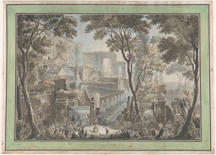 Grand Italianate Garden with Figures and Architecture